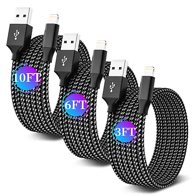 3 Pack Fast Charger Cable Heavy Duty For IPhone 13 12 11 X XR 8 7 Charging Cord • $8.99