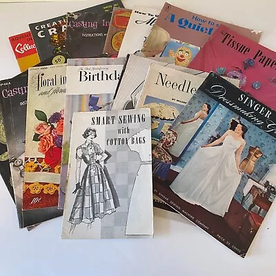 Lot Of 15 Vintage Craft & Sewing Pattern Books 1940s - 1970s • $24.99