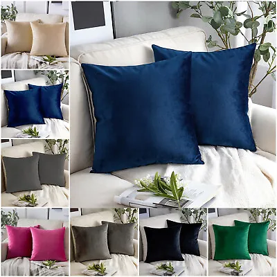 £7.49 • Buy Pack Of 2 Crushed Velvet Cushion Cover 18 X 18 In Large Plain Plush Sofa Pillows