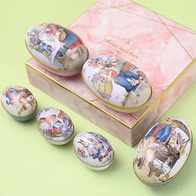 Metal Easter Egg Shape Candy Tin Rabbit Printed Candy Gift Packaing Storage Box • $3.15