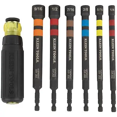 Klein Tools 32950 Hollow Magnetic Color-Coded Ratcheting Power Nut Driver 7 Pc. • $61.99