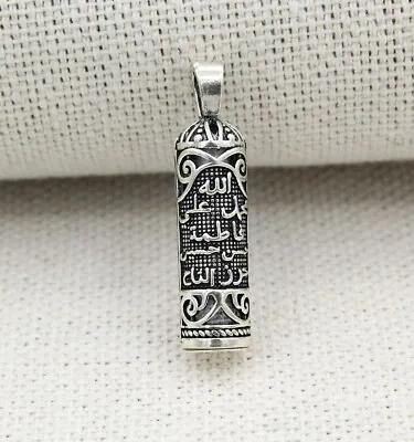 £22.65 • Buy Turkish 925K Silver Cylinder Taweez Talisman Stash Vial Prayer Tube Pendant #08
