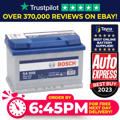 BOSCH S4 008 Heavy Duty Calcium Battery S4008 / E11 / 096 Type 74ah 4YR WARRANTY • £90.26