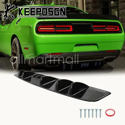 Car Rear Bumper Diffuser Lip Splitter Spoiler Shark Fins BK For Dodge Challenger • $47.14