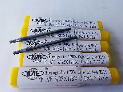 5pcs 3/32  Double End Solid Carbide End Mills Tialn Coated 4 Flute 1006-TDE-332 • $49