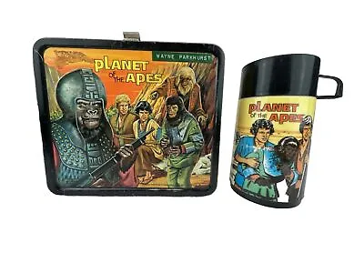 PLANET Of The APES 1974 Vintage Metal Lunch Box W/Thermos Stopper Cup Aladdin • $249.99