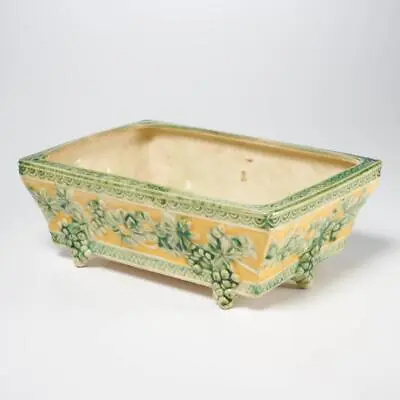 Vtg Japan Green Yellow Rectangular Bonsai Grapes Flowers Planter Flowerpot 9.75  • $120