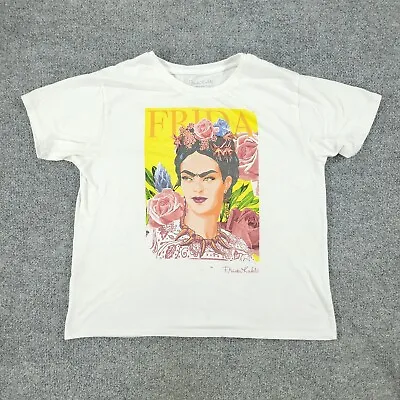 Frida Kahlo Shirt Women's 2XL White Graphic Tee Short Sleeve Top Signature Adult • $6.99