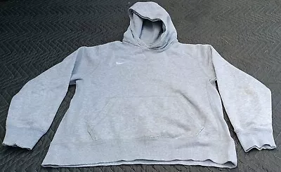 Nike Hoodie Jumper Vintage Sweater Hoodie 90s Thick Cotton Light Grey Kids Sz Lg • $15