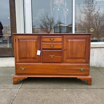 Vintage Cherry Wood 5 Drawer Buffet W/ Gold Hardware • $375