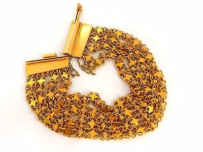 18kt. Yellow Gold Vintage Wide Caliber Bracelet Mesh Hinged Linked Beads 7.50+ • $3600