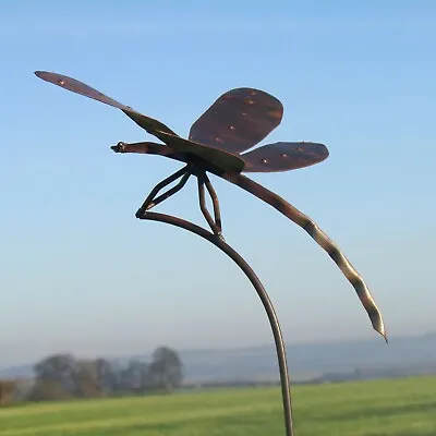 Handcrafted Metal Large Dragonfly Garden Art Stake Sculpture Statue Made In  UK • £39