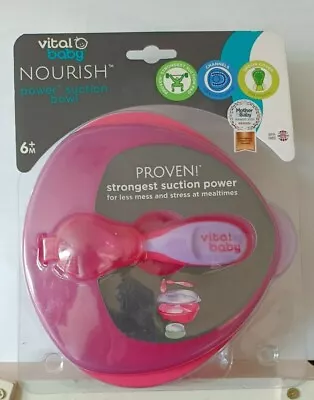 Vital Baby NOURISH Power Suction Bowl Baby Feeding Set Lid & Weaning Spoon 6m + • £10.50