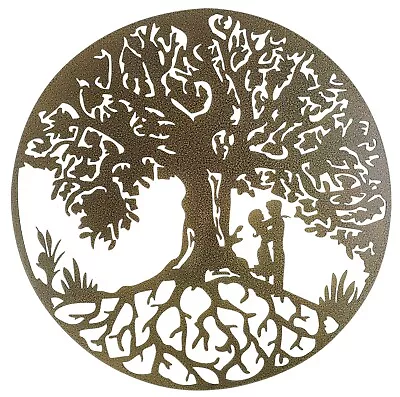 Gold Vein Effect Tree Of Life With A Couple Metal Wall Art Home Garden Gift • £144.85