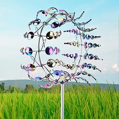 Magical Metal Windmill Wind Spinners Sculpture Catcher Outdoor Garden Steady • £11.66