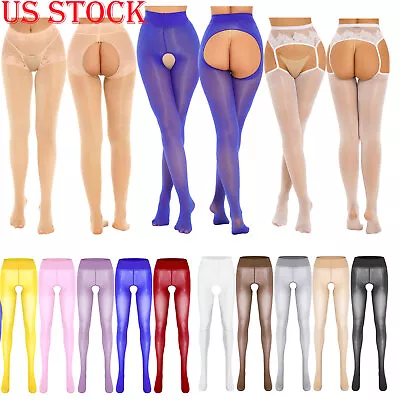 US Womens See Through Sheer Hollow Out Pantyhose Suspender Thigh High Stocking • $8.89