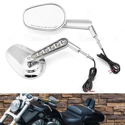 Chrome Rear View Mirrors LED Turn Signals For Harley V-Rod Muscle VRSCF 09-17 • $48.99