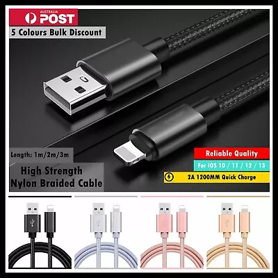 Braided USB Charger Phone Cable Data Cord For IPhone 14 13 12 11 Pro Max XR IPad • $7.99