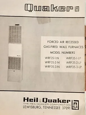 £36.87 • Buy Heil QUAKER Wall Mounted Gas Fired Furnace Owners Manual Booklet 