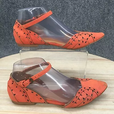 Mia Shoes Womens 6.5 M Nona Laser Cut D Orsay Ankle Strap Orange Faux Leather • $17.39