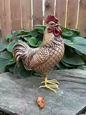 Rooster Figurine Metal Legs Home Decoration Statue Farm Bird Chicken Country • $49.99
