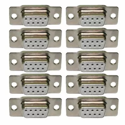 9 Pin Female D9 D-Sub Socket Solder Chassis Connector RS232 Serial DB9 10 PACK • £5.52