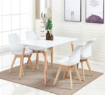 £230 • Buy Jamie Dining Set - 4 X Lorenzo Dining Chairs & White Halo Wooden Dining Table