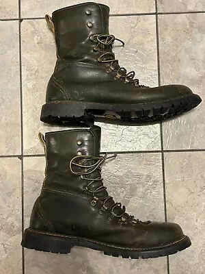 Vintage Herman Survivors Green Mens Leather Work Hunting Boots 9.5 • $100