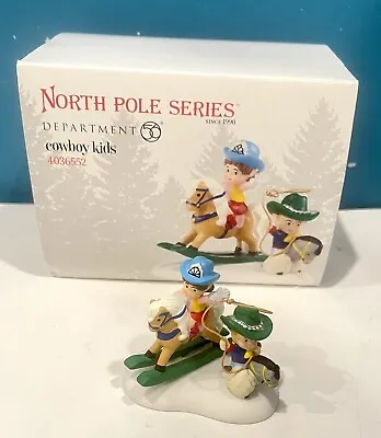 Dept 56 North Pole COWBOY KIDS Xmas Village Accessory Rocking Horse Toy Land • $21