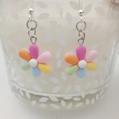 Daisy Flower Earrings Pastel Mix & Pink Summer Dangles Jewellery Funky Fun UK • £3.95