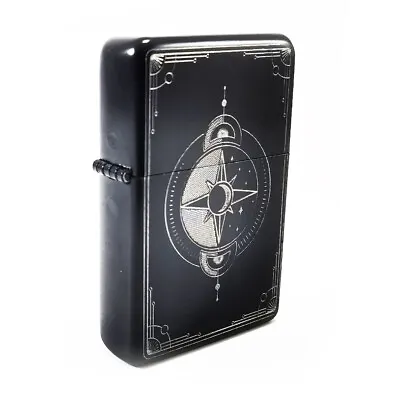 BRAND NEW -  DESIGNED BRUSHED STYLED CIGARETTE PETROL LIGHTER - Star Card • £12.99