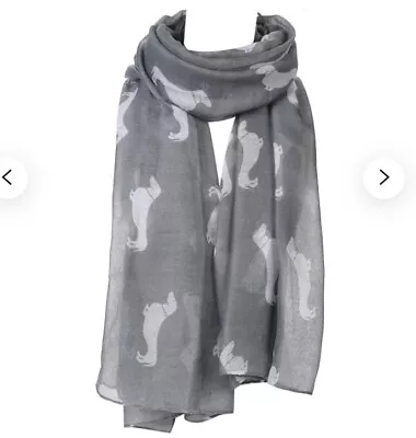 Lightweight Scarf With Dachshund Dog Pattern - Grey Australian Seller • $24.95