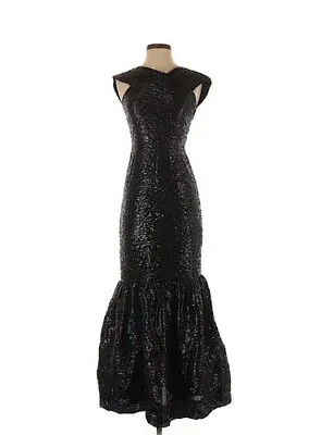 J. Mendel Gown Dress 4 Black Metallic Silk Long Maxi Flip Pleated Women’s 5K • $1299