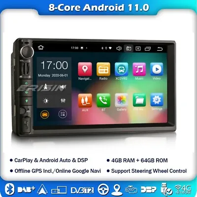 Octa Core Android 11.0 Double Din Car Stereo Sat Nav GPS DAB+TPMS DVB-T2 Carplay • £161.44
