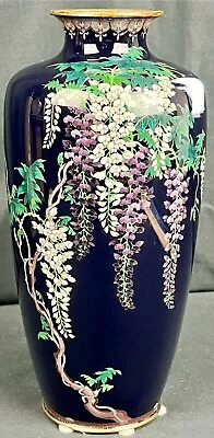 Stunning Meiji Era 10” Signed Ota Hyozo Silver Wire Japanese Cloisonne Vase • $895