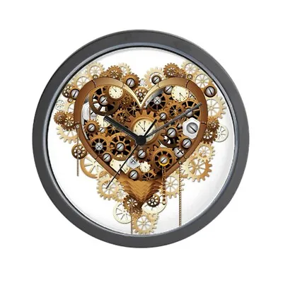 CafePress Steampunk Heart Love Unique Decorative 10  Wall Clock (1515055475) • $29.99