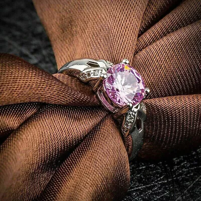 2.00CT Round Cut Lab Created Pink Sapphire Engagement Ring 14K White Gold Plated • $111.75