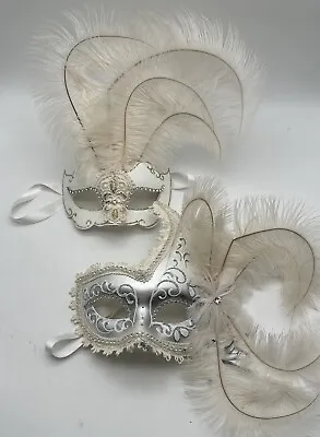 2 Venezia Carnival Masquerade Mask Mardi Gras Mask Original Hand Painted Italy • $39.95