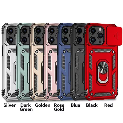 Armor Case For Samsung A55 A05 Z Fold5 A15 Ring Holder Push Window Hybrid Stand • $11.65