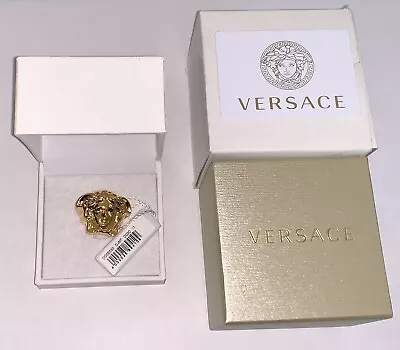 VERSACE MEDUSA WOMEN'S GOLD PLATED METAL RING Sz. 13 • $298