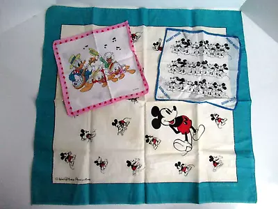 Vintage Disney Mickey Mouse Scarf Mm Hanky Donald Duck W/nephews Handkerchief • $25