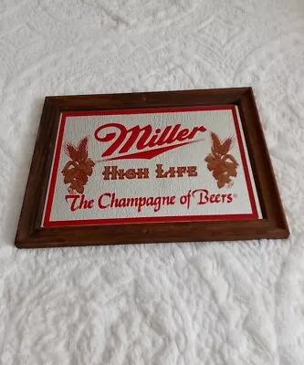 Vtg Miller High Life The Champagne Of Beers Mirror Wall Hanging Bar Man Cave • $34.99