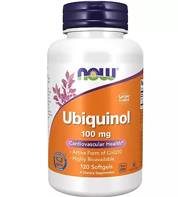 NOW Supplements Ubiquinol 100 Mg High Bioavailability  120 Softgels - NEW • $37.95