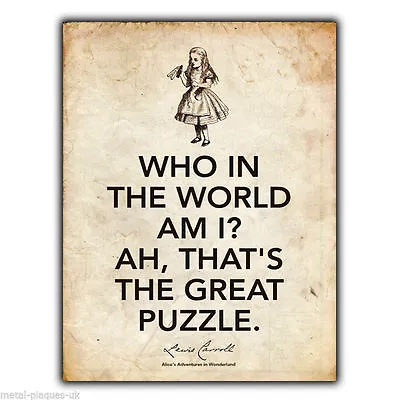 £4.49 • Buy METAL SIGN WALL PLAQUE Alice In Wonderland Lewis Carroll Quote