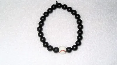 $12.79 • Buy Baseball Softball Sports MLB Bead Bracelet Stretch Jewelry Black Game