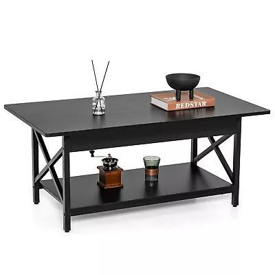 Coffee Table  Industrial 2-Tier W/ Storage Shelf &Storage Shelf For Living Room • $89.95