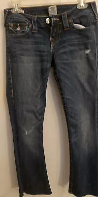 True Religion Dark Wash Blue Denim Carrie Flare Jeans Women's Size 26 • $19.77