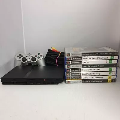 Sony Playstation 2 Ps2 Slim Console Controller And 8 Games PAL Plus Cords • $140
