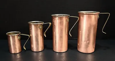 VTG Copper Nesting Measuring Cups With Brass Handles ~ Set Of 4 • $25