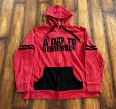 A Day To Remember Zip Up Red Hoodie Spell Out Distressed Band Logo Men's 2XL • $49.95